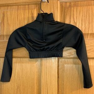 Alleson Cheerleading Girls XS Black Long Sleeve Crop Shirt Cheer Dance RN 80185